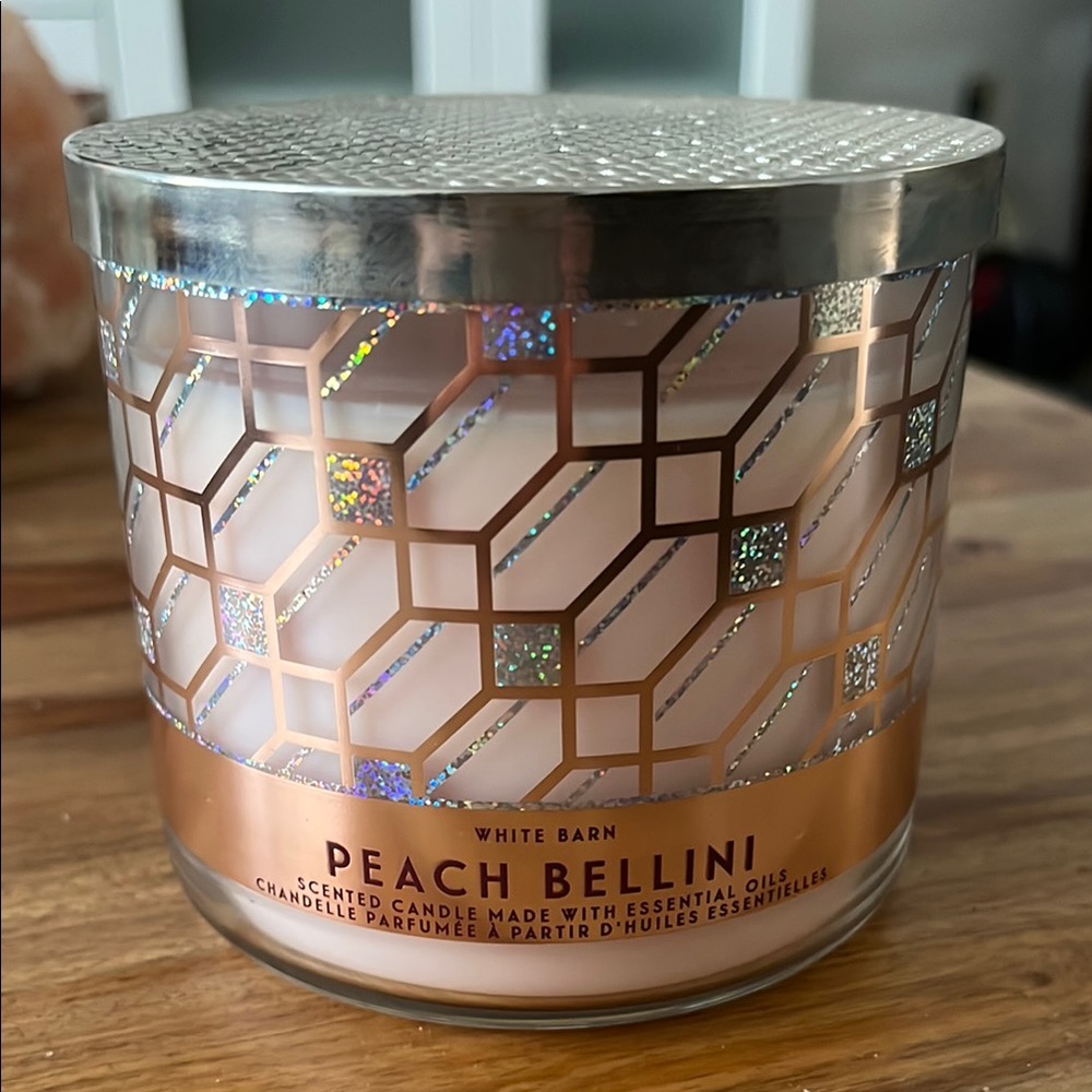 White Barn Peach Bellini Scented Candle - Silver and Peach